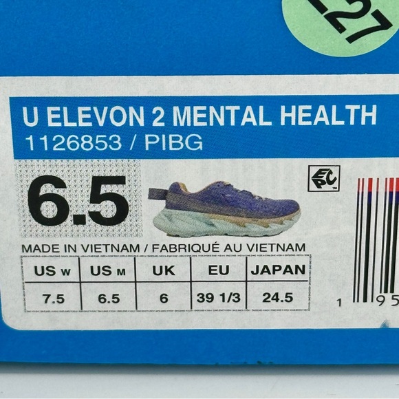 NWT Hoka Elevon 2 Running Shoes Mental Health Sneakers Unisex Purple Blue Glass - Picture 4 of 16